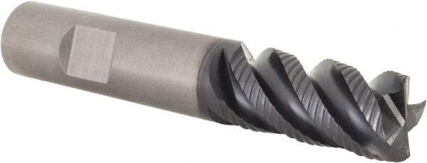 Kennametal - 5/8" Diam, Coarse Pitch, 1-1/4" LOC, 4 Flute Solid Carbide 0.04" Corner Radius Roughing End Mill - TiAlN Finish, 3-1/2" OAL, 5/8" Shank Diam, Single End, Centercutting, 45° Helix - Eagle Tool & Supply