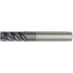 Kennametal - 5/8" Diam, Coarse Pitch, 1-1/4" LOC, 6 Flute Solid Carbide 0.04" Corner Radius Roughing End Mill - TiAlN Finish, 3-1/2" OAL, 5/8" Shank Diam, Single End, Centercutting, 45° Helix - Eagle Tool & Supply