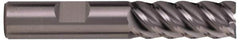 Kennametal - 5/8", 6 Flute, Single End, Solid Carbide, 0.04" Corner Radius End Mill - 5" OAL, 20° Helix, Right Hand Flute, 0.033" LOC, Right Hand Cut, 2" Extended Reach - Eagle Tool & Supply