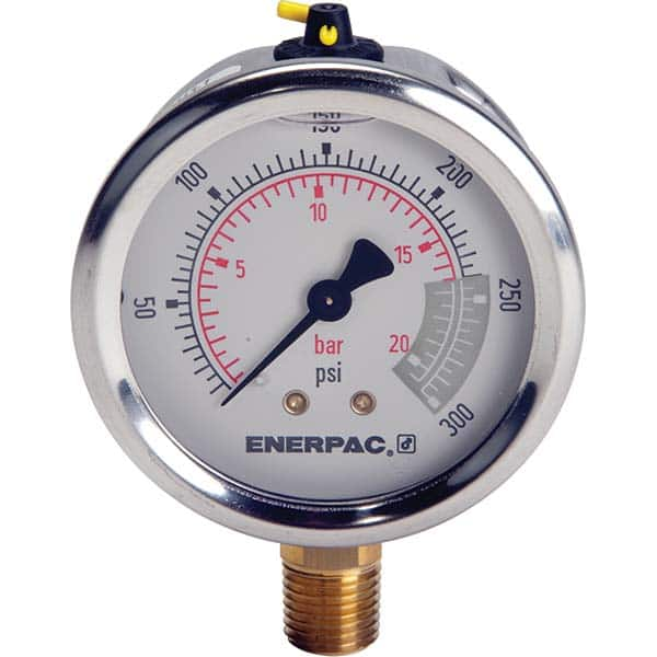 Enerpac - Hydraulic Pressure Gages & Adapters Type: Glycerine Filled Pressure Rating: 300 - Eagle Tool & Supply