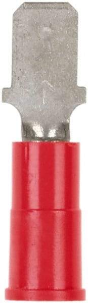 3M - 22 to 18 AWG, Vinyl, Partially Insulated, Male Wire Disconnect - 3/16 Inch Wide Tab, Red - Eagle Tool & Supply