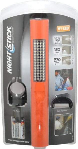 Bayco - White LED Bulb, 270 Lumens, Industrial/Tactical Flashlight - Orange Plastic Body, 4 AA Alkaline Batteries Included - Eagle Tool & Supply