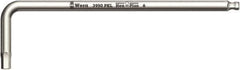 Wera - 4mm Hex, Long Arm, Hex Key - 137mm OAL, Metric System of Measurement - Eagle Tool & Supply