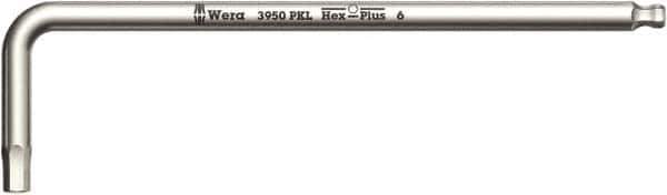 Wera - 6mm Hex, Long Arm, Hex Key - 172mm OAL, Metric System of Measurement - Eagle Tool & Supply