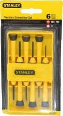 Stanley - 6 Piece Phillips & Slotted Screwdriver Set - Bit Sizes: Philips #0 - Eagle Tool & Supply