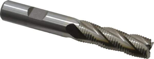 Interstate - 1/2" Diam, Fine Pitch, 1-5/8" LOC, 4 Flute Cobalt Roughing Square End Mill - Uncoated, 3-5/8" OAL, 1/2" Shank Diam, Single End - Eagle Tool & Supply