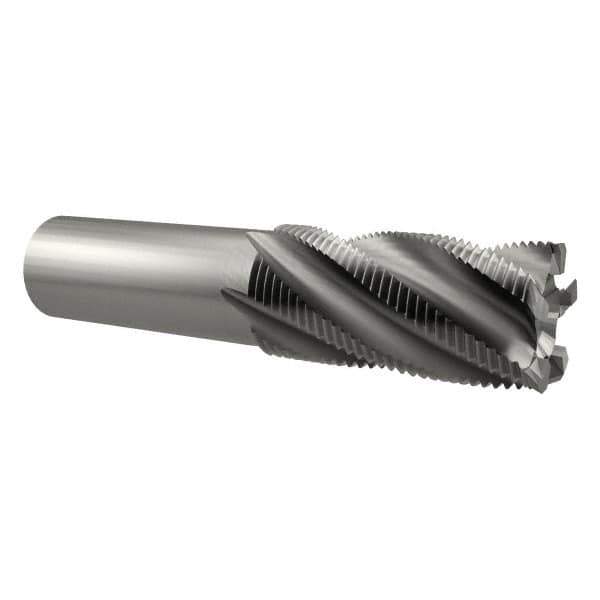 Interstate - 1" Diam, Fine Pitch, 2" LOC, 5 Flute Cobalt Roughing Square End Mill - Uncoated, 4-1/4" OAL, 3/4" Shank Diam, Single End - Eagle Tool & Supply