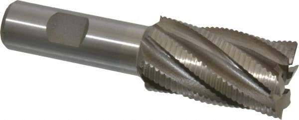 Interstate - 1-1/8" Diam, Fine Pitch, 2" LOC, 6 Flute Cobalt Roughing Square End Mill - Uncoated, 4-1/4" OAL, 3/4" Shank Diam, Single End - Eagle Tool & Supply