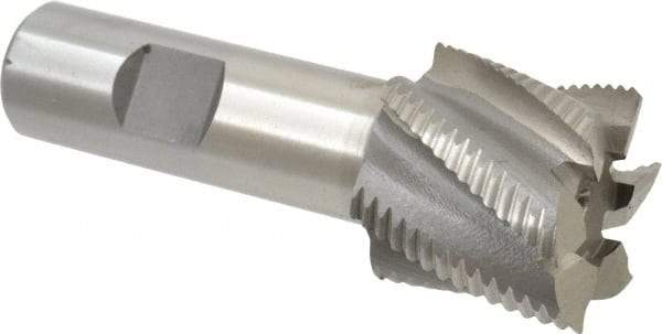 Interstate - 1-1/4" Diam, Fine Pitch, 1-1/8" LOC, 6 Flute Cobalt Roughing Square End Mill - Uncoated, 3-3/8" OAL, 3/4" Shank Diam, Single End - Eagle Tool & Supply