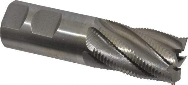 Interstate - 1-1/4" Diam, Fine Pitch, 2" LOC, 6 Flute Cobalt Roughing Square End Mill - Uncoated, 4-1/2" OAL, 1-1/4" Shank Diam, Single End - Eagle Tool & Supply