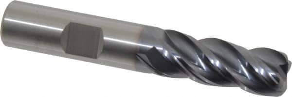 Kennametal - 1/2", 4 Flute, Solid Carbide, 0.09" Corner Radius End Mill - 3" OAL, 1-1/4" LOC - Eagle Tool & Supply