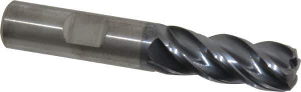 Kennametal - 1/2", 4 Flute, Solid Carbide, 0.12" Corner Radius End Mill - 3" OAL, 1-1/4" LOC - Eagle Tool & Supply