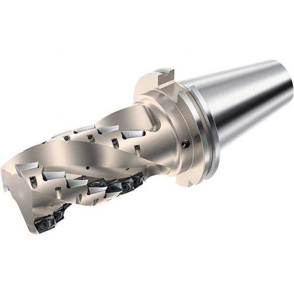 Walter - 2-1/2" Cut Diam, 3.898" Max Depth of Cut, 5.906" OAL, Indexable Square Shoulder Helical End Mill - Multiple Insert Styles, CAT 50 Taper Shank, 90° Lead Angle, Through Coolant, Series Xtra-tec - Eagle Tool & Supply
