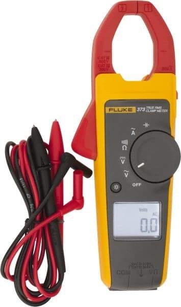 Fluke - 373, CAT IV, CAT III, Digital True RMS Clamp Meter with 1.26" Clamp On Jaws - 600 VAC/VDC, 600 AC Amps, Measures Voltage, Capacitance, Current, Resistance - Eagle Tool & Supply