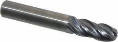 Kennametal - 3/8" Diam, 7/8" LOC, 4 Flute Solid Carbide Ball End Mill - AlTiN Finish, Single End, 2-1/2" OAL, 3/8" Shank Diam, Spiral Flute - Eagle Tool & Supply