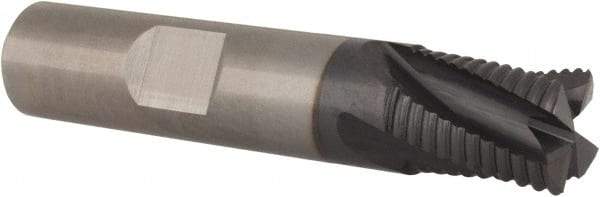 Kennametal - 1/2" Diam, Fine Pitch, 5/8" LOC, 4 Flute Solid Carbide Roughing Square End Mill - AlTiN Finish, 2-1/2" OAL, 1/2" Shank Diam, Centercutting, 20° Helix - Eagle Tool & Supply