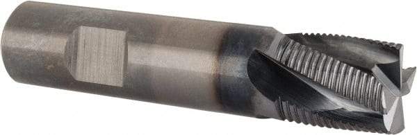 Kennametal - 3/4" Diam, Fine Pitch, 3/4" LOC, 4 Flute Solid Carbide Corner Chamfer Roughing End Mill - AlTiN Finish, 3-1/2" OAL, 3/4" Shank Diam, Single End, Centercutting, 25° Helix - Eagle Tool & Supply
