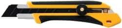 Olfa - Snap Utility Knife - 4.96" High Carbon Tool Steel Blade, Yellow & Black Elastomer & Fiber Reinforced Polymer Handle, 1 Blade Included - Eagle Tool & Supply