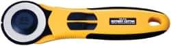 Olfa - Fixed Rotary Cutter - 1.77" Tungsten Tool Steel Blade, Yellow & Black ABS Plastic with Elastomer Inset Handle, 1 Blade Included - Eagle Tool & Supply