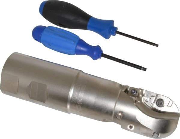 Seco - 2" Cut Diam, 2-3/4" Max Depth of Cut, 2" Shank Diam, 7.96" OAL, Indexable Ball Nose End Mill - Straight Shank, R218.20 Toolholder, 218.20-250.R/SCET 12 Insert - Eagle Tool & Supply