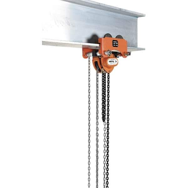 Vestil - 1 Ton Capacity Low Headroom Geared Trolley - 2-1/2" to 8" Flange Width - Eagle Tool & Supply