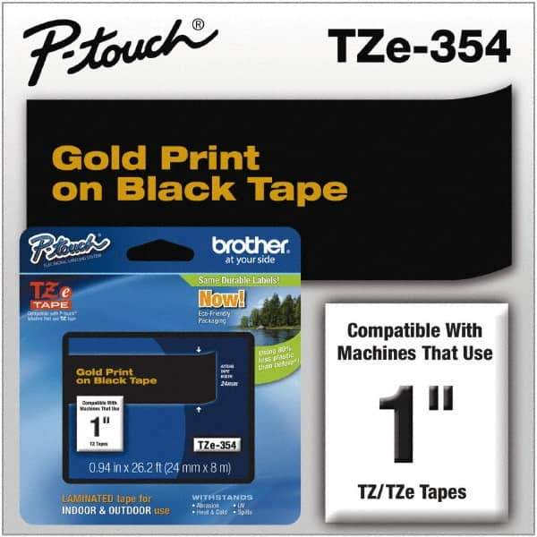 Brother - 1" Wide, Black Tape Cassette - For Label Maker - Eagle Tool & Supply