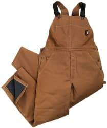 PRO-SAFE - Size L, Brown, Zipper, Cold Weather Bib Overall - Cotton, Nylon, 5 Pockets, Elastic Suspenders, Reinforced Knees, Brass Leg Zipper - Eagle Tool & Supply