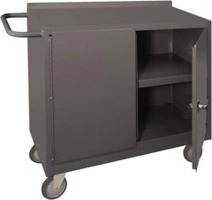Durham - 1,200 Lb Capacity, 18" Wide x 36" Long x 39-3/4" High Mobile Cart - 2 Door, 1 Shelf, Steel, 2 Rigid/2 Swivel Casters - Eagle Tool & Supply