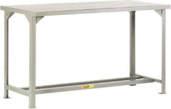 Little Giant - 72 Wide x 30" Deep x 36" High, 12 Gauge Steel Workbench - Fixed Legs, Gray - Eagle Tool & Supply