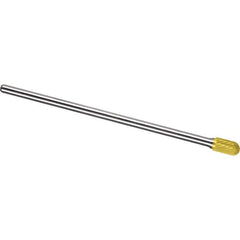 Made in USA - 1/4" Cut Diam, 1/4" Shank Diam, Cylinder with Radius Head Single Cut Burr - Carbide, 5/8" LOC, 6" OAL - Eagle Tool & Supply
