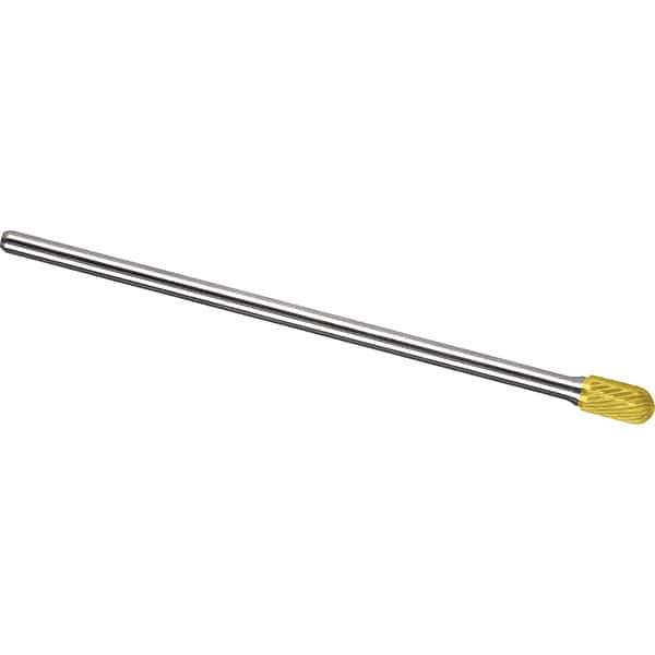 Made in USA - 6mm Cut Diam, 0.2362" Shank Diam, Cylinder with Radius Head Single Cut Burr - Carbide, 16mm LOC, 162mm OAL - Eagle Tool & Supply