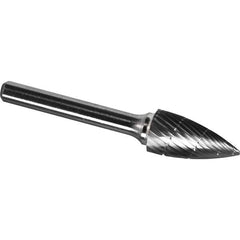 Made in USA - 3/4" Cut Diam, 1/4" Shank Diam, Tree Head Chipbreaker Cut Burr - Carbide, 1" LOC, 2-3/4" OAL - Eagle Tool & Supply