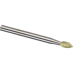 Made in USA - 1/4" Cut Diam, 1/4" Shank Diam, Tree Head Double Cut Burr - Carbide, 5/8" LOC, 2" OAL - Eagle Tool & Supply