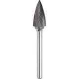 Made in USA - 3/4" Cut Diam, 1/4" Shank Diam, Tree Head Single Cut Burr - Carbide, 1-1/2" LOC, 3-1/4" OAL - Eagle Tool & Supply