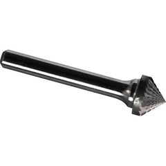 Made in USA - 9.5mm Cut Diam, 0.2362" Shank Diam, Cone Head Diamond Cut Burr - Carbide, 4.7mm LOC, 49.7mm OAL - Eagle Tool & Supply