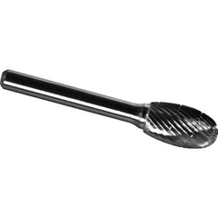 Made in USA - 1/2" Cut Diam, 0.2362" Shank Diam, Oval Head Chipbreaker Cut Burr - Carbide, 22mm LOC, 66mm OAL - Eagle Tool & Supply