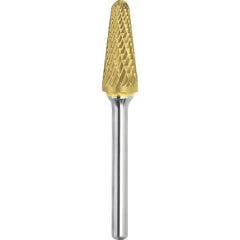 Made in USA - 1/2" Cut Diam, 0.2362" Shank Diam, Cone Head Double Cut Burr - Carbide, 28mm LOC, 73mm OAL - Eagle Tool & Supply