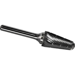 Made in USA - 5/8" Cut Diam, 1/4" Shank Diam, Cone Head Chipbreaker Cut Burr - Carbide, 1-3/16" LOC, 2-15/16" OAL - Eagle Tool & Supply
