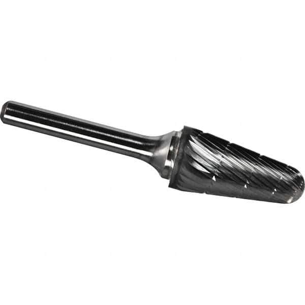 Made in USA - 1/2" Cut Diam, 0.2362" Shank Diam, Cone Head Chipbreaker Cut Burr - Carbide, 28mm LOC, 73mm OAL - Eagle Tool & Supply