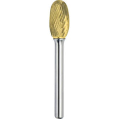 Made in USA - 16mm Cut Diam, 0.2362" Shank Diam, Oval Head Single Cut Burr - Carbide, 25mm LOC, 70mm OAL - Eagle Tool & Supply