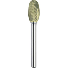 Made in USA - 19mm Cut Diam, 0.2362" Shank Diam, Oval Head Single Cut Burr - Carbide, 25mm LOC, 70mm OAL - Eagle Tool & Supply