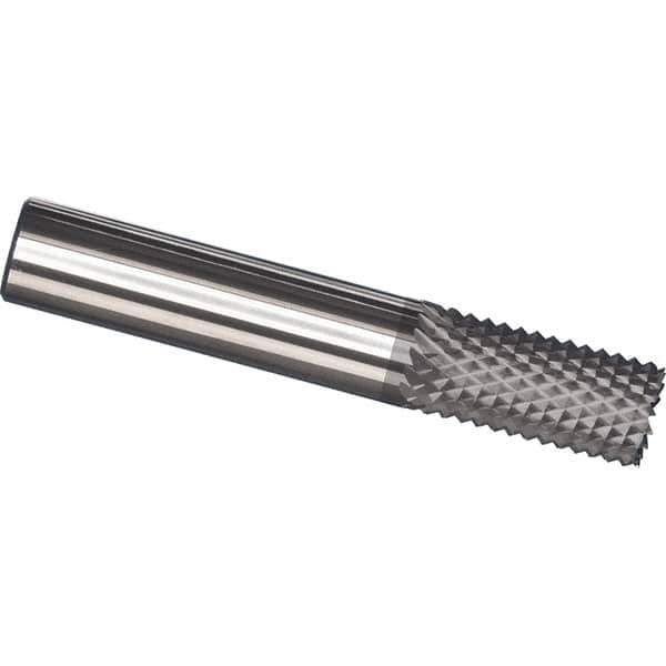 Made in USA - 1/4" Diam, 3/4" LOC, Burr End, Solid Carbide Diamond Pattern Router Bit - Right Hand Cut, 2" OAL, 1/4" Shank Diam, Use on Carbon & Honeycomb, Carbon Fiber, Composite, Fiberglass, Graphite - Eagle Tool & Supply