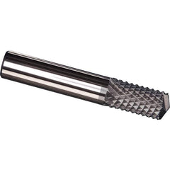 Made in USA - 1/4" Diam, 3/4" LOC, Drill Point End, Solid Carbide Diamond Pattern Router Bit - Right Hand Cut, 3" OAL, 1/4" Shank Diam, Use on Carbon & Honeycomb, Carbon Fiber, Composite, Fiberglass, Graphite - Eagle Tool & Supply