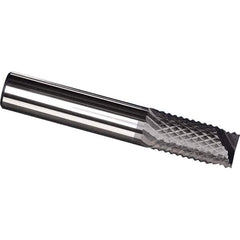 Made in USA - 1/4" Diam, 3/4" LOC, End Mill End, Solid Carbide Diamond Pattern Router Bit - Right Hand Cut, 2-1/2" OAL, 1/4" Shank Diam, Use on Carbon & Honeycomb, Carbon Fiber, Composite, Fiberglass, Graphite - Eagle Tool & Supply