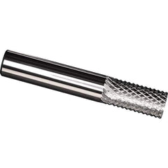 Made in USA - 1/4" Diam, 3/4" LOC, Plain End, Solid Carbide Diamond Pattern Router Bit - Right Hand Cut, 3" OAL, 1/4" Shank Diam, Use on Carbon & Honeycomb, Carbon Fiber, Composite, Fiberglass, Graphite - Eagle Tool & Supply