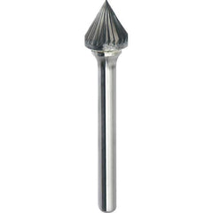 Made in USA - 1/2" Cut Diam, 0.2362" Shank Diam, Cone Head Single Cut Burr - Carbide, 11mm LOC, 56mm OAL - Eagle Tool & Supply