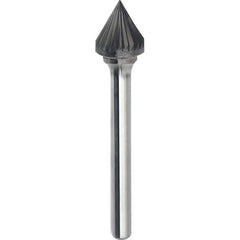 Made in USA - 5/16" Cut Diam, 1/4" Shank Diam, Cone Head Single Cut Burr - Carbide, 5/16" LOC, 2-1/16" OAL - Eagle Tool & Supply