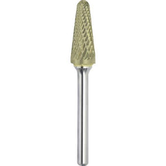 Made in USA - 19mm Cut Diam, 0.2362" Shank Diam, Cone Head Double Cut Burr - Carbide, 38mm LOC, 83mm OAL - Eagle Tool & Supply