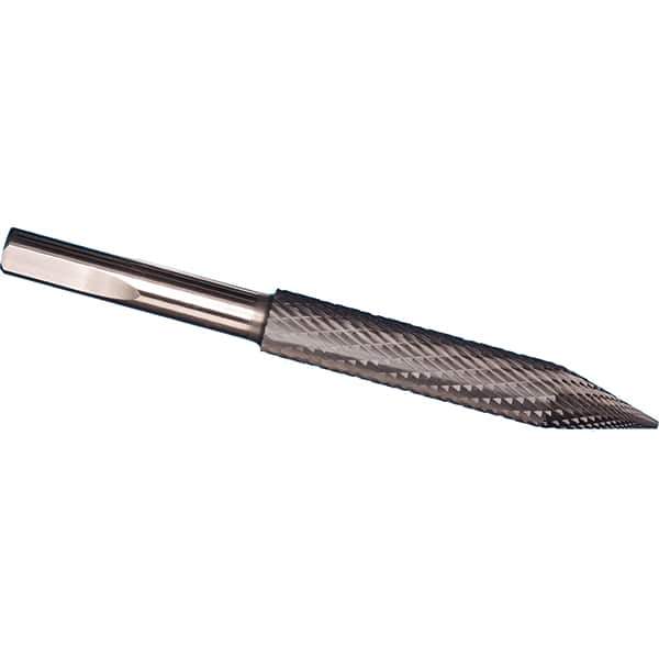Made in USA - 3/8" Cut Diam, 3/8" Shank Diam, Cone Head Tire Cut Burr - Carbide, 3" LOC, 4-1/2" OAL - Eagle Tool & Supply