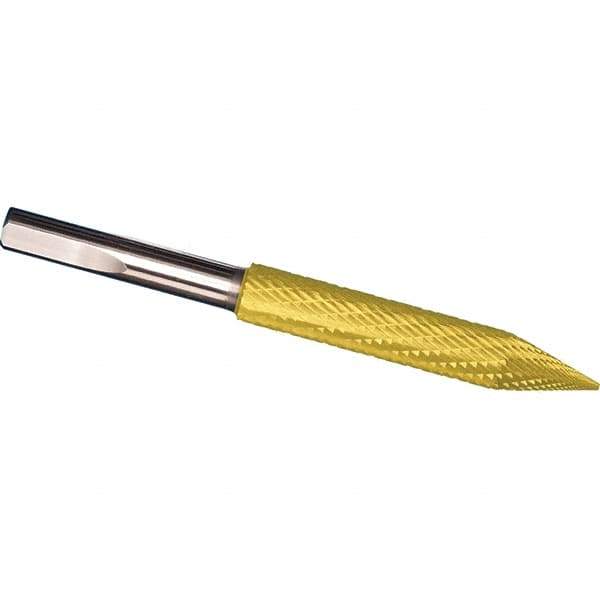 Made in USA - 7/32" Cut Diam, 1/4" Shank Diam, Cone Head Tire Cut Burr - Carbide, 2" LOC, 3" OAL - Eagle Tool & Supply